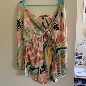 SheIn Size L multicolor romper with front tie